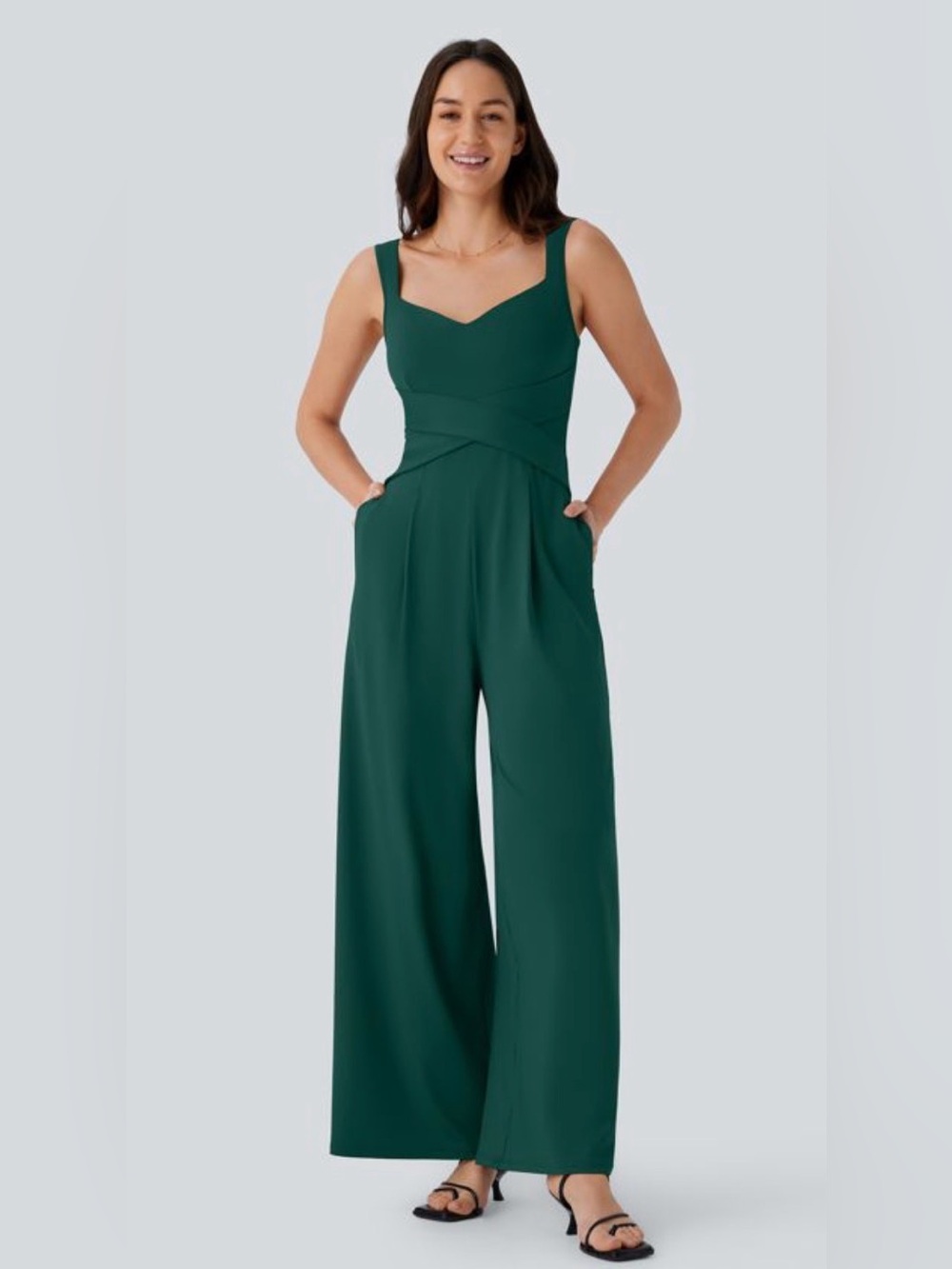 U Back Sleeveless Casual Jumpsuit with Pockets XS - Picture 1 of 4